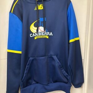 New Balance Men's Navy and Yellow Baseball Hoodie Canberra